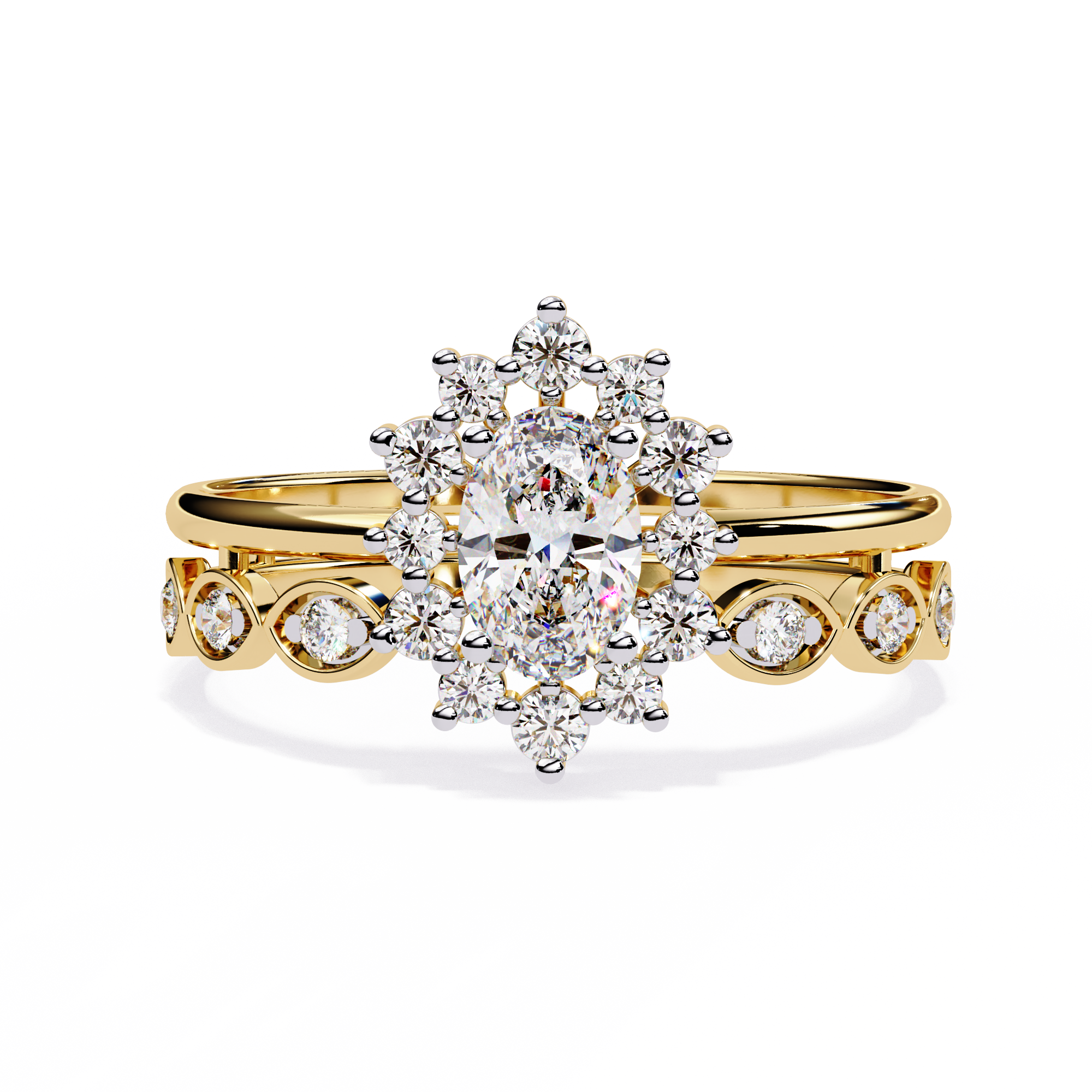Solitairekart-0.59 CT Lab Grown Diamond Oval Halo Ring